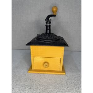 VTG CAST-IRON & WOOD COFFEE GRINDER Manual ORNATE Primitive Farmhouse 1-Drawer